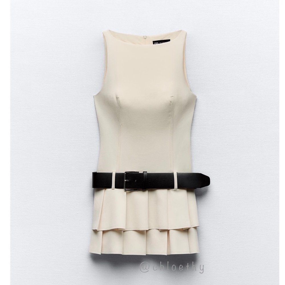 Zara White Mini Dress with Tiered Skirt - Picture 6 of 13